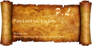 Pavlovits Lajos névjegykártya